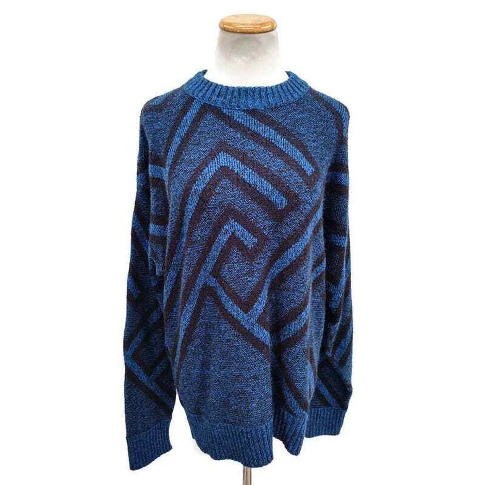Vintage Le Tigre blue and black geometric print sweater in size XL 90's Style
